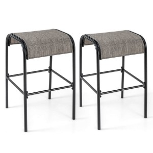 Tangkula 2PCS 30" Bar Height Bistro Stools Outdoor Bar Stools w/ Breathable Fabric Seat - 1 of 4