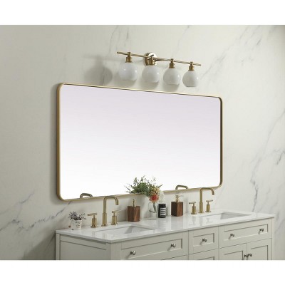 Brass Framed Full Length Rectangular Bathroom Mirror