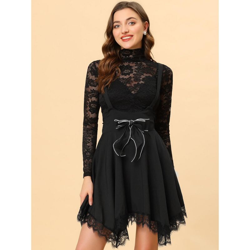 Allegra K Women's Halloween Gothic Skirt Flare Asymmetrical Hem Tulle Steampunk Overall Skirts, 3 of 7