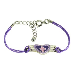 Dicksons Heart Cross Angel Purple and Pink One Size Enamel Metal Cord Charm Bracelet - 1 of 1