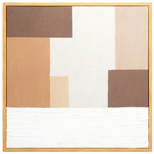 Neutral Location - 36" X 36" - Brown/Off White - Polyester Canvas/Cotton/Polstyrene/MDF - Framed Mixed Media Art - WLA3017 - Safavieh - 1 of 4
