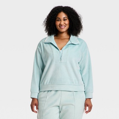 Women's Velour Ribbed 1/2 Zip Sweatshirt - All In Motion™