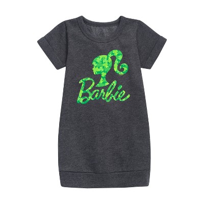 - Barbie - Logo Shamrock Pattern Graphic Short Sleeve Fleece Dress