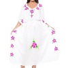 LA LEELA Women's House Daily Routine Evening Wear Vacation Holiday Casual Loungewear Oversize Caftan Maxi Boho Nightwear for Women 2X-3X White, Leaf - 4 of 4