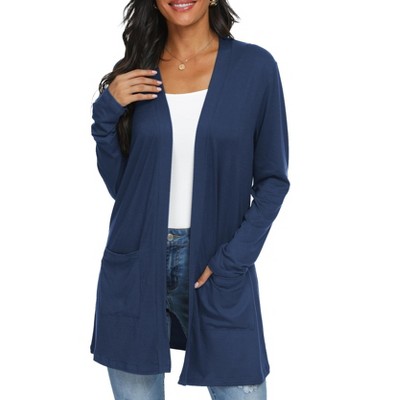 Women's Lightweight Long Sleeve Open Front Cardigan with Pockets Fall Trendy Comfortable Casual Knit Sweater