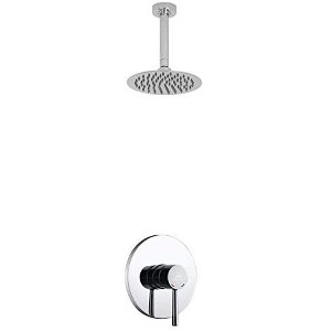 KubeBath Aqua Rondo Matte Black Shower Set w/ Ceiling Mount 8Inch Rain Shower Head - 1 of 4