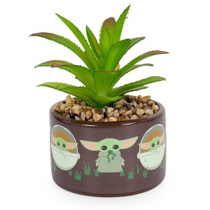 Silver Buffalo Star Wars: The Mandalorian Chibi Grogu Mini Planter with Artificial Succulent - 1 of 4