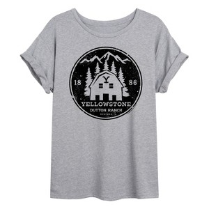 Women's - Yellowstone - Dutton Ranch Badge Oversized Graphic T-Shirt - 1 of 4