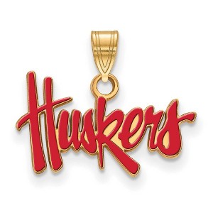 Black Bow Jewelry 14k Yellow Gold Plated Sterling Silver Nebraska Cornhuskers NCAA Small Pendant - 1 of 3