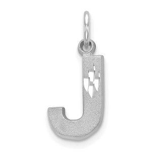 Black Bow Jewelry 14k White Gold, Julia Collection, Small Satin Block Initial J Pendant - 1 of 4