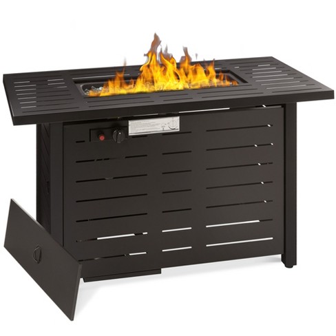 Best Choice Products 42in Fire Pit Table 50,000 Btu Rectangular Steel  Propane Gas W/ Cover, Glass Beads - Dark Brown : Target