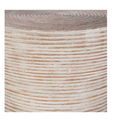 Fenne Distressed Glaze Round Wood Side Table