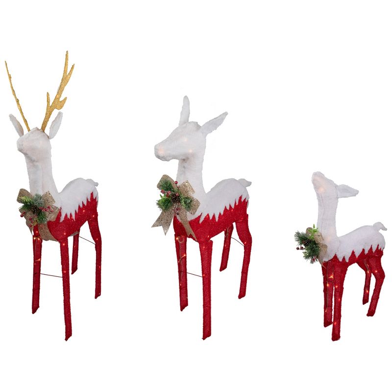 Northlight Set of 3 Lighted Red Reindeer Family Outdoor Christmas Decoration, 4 of 6