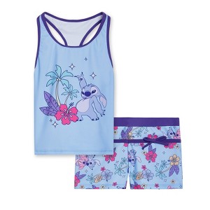 Disney Lilo & Stitch Racerback UPF 50+ Tankini Top and Swim Shorts Outfit Set Sizes (6 - 14-16) - 1 of 4