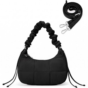 Alilang Women's Quilted Crescent Shoulder Bag with Ruched Handle