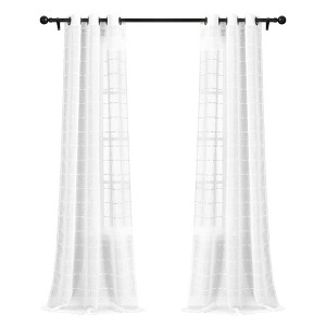 1pc 50"x84" Indoor/Outdoor Sheer Farmhouse Textured Curtain Panel White - Lush Décor: Light Filtering Patio Door Use - 1 of 4