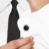 EVERLY JEWELRY |Sterling Silver 17 CT TGW Black Onyx Bezel Set Cufflinks with Braided Accent - 2 of 3