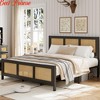 Bed Frame w/ Headboard, Boho Cane Platform Bed Frame w/Strong Metal Slats, Noise-Free, No Box Spring Needed - 3 of 4