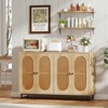 Tangkula Sideboard Buffet Cabinet 50" Rattan Coffee Bar Cabinet with 4 Doors and Adjustable Shelves - 2 of 4
