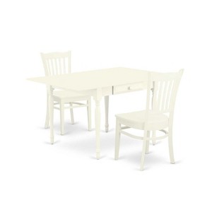 HomeStock 3-Pc Linen White Finish Solid Wood Top With Dropleaf Dining Table Set - 1 of 4