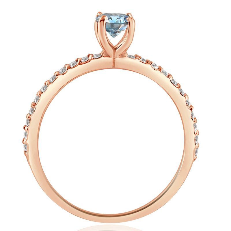 Pompeii3 .60Ct Blue & White Diamond Engagement Ring 14k Rose Gold, 2 of 5