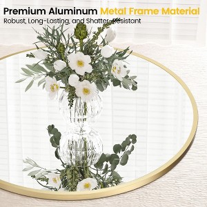 Round Wall Mirror, Circle Mirror Metal Frame for Bathroom, Vanity, Entryway, Bedroom, Living Room, Wall Mounted Modern Rustic Decor - 1 of 4