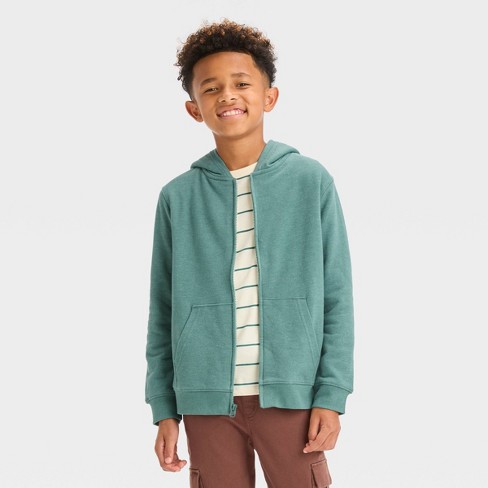 Boys' Faux Shearling Lined Zip-Up Sweatshirt - Cat & Jack™ Green S