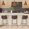 Poly & Bark Set of 3 24" High Paxton Counter Height Barstools Brown: Upholstered, Steel Frame, Modern Design - 2 of 4