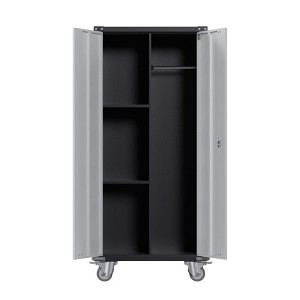 71 Inch Metal Storage Cabinet with Door, Lock and 4 Adjustable Shelves and Wheels for Garage, Office, Bedroom, Craft Room, - 1 of 1