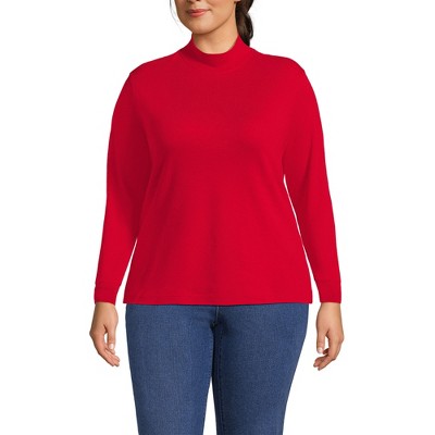 Lands' End Women's Relaxed Cotton Long Sleeve Mock Turtleneck