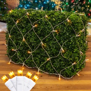 Novelty Lights 100 Light Warm White LED Christmas Net Lights Christmas Decorations Green Wire 4' X 6' - 1 of 4