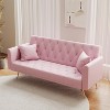 APRILSOUL  71"foldable double sofa, with American retro style, made of velvet material, suitable - 2 of 4
