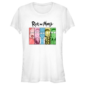 Juniors Womens Rick And Morty Colorful Family Panels T-Shirt - 1 of 4