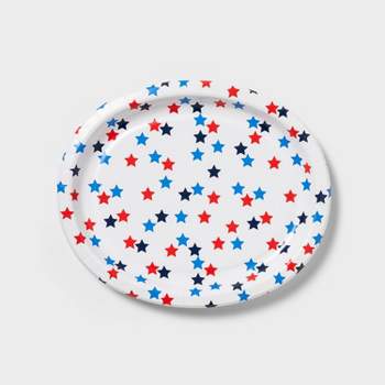 10ct Paper Oval Platter Stars Red/Blue - Sun Squad™