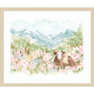 Cow Meadow V Svelte Natural Framed Wall Art Print