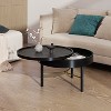 TIRAMISUBEST Modern Round Wood Rotating Tray Coffee Table with Storage & Metal Legs, Center Table with Rotating Top and Hidden Storage - 2 of 4