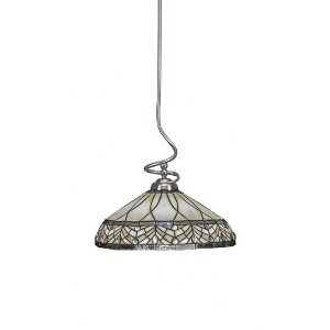 Toltec Lighting Capri 1 - Light Pendant in  Brushed Nickel with 16" Royal Merlot Art Glass Shade - 1 of 2