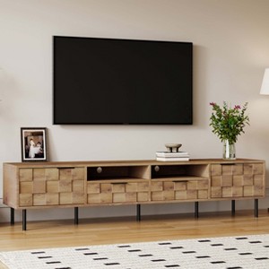 ORRD Mid Century TV Stand - 2-Drawer Media Console for 85" TVs, Entertainment Storage for Living Room/Bedroom（Brown） - 1 of 4