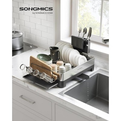 SONGMICS Stainless Steel Dish Drying Rack with Utensil Cup
