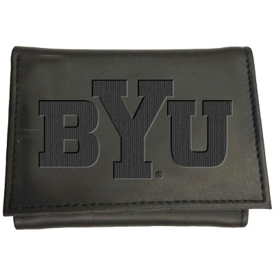 Evergreen NCAA BYU Cougars Black Leather Trifold Wallet Officially Licensed with Gift Box