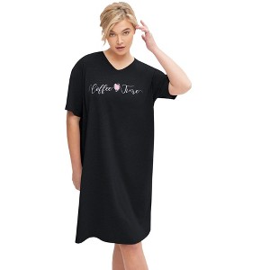 ellos Plus Size V-Neck Sleep Shirt - 1 of 4