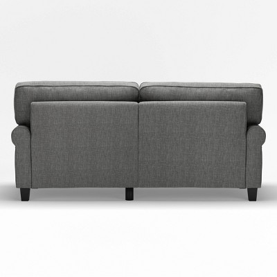 Gray Fabric Rolled Arm Sofa with Removable Cushions