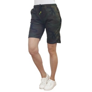 Blue Ice Women's Loose Fit Tech Fleece Jogger Sweat Lounge Shorts With Long Zipper Side Pocket - 1 of 4
