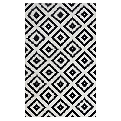 Modway Alika Abstract Diamond Trellis Area Rug, 5X8, Black and White