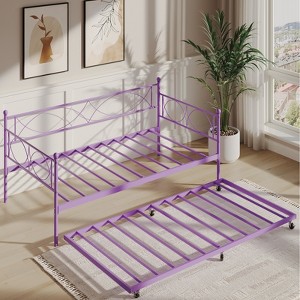 Twin daybed with Trundle, Daybed and Trundle Set, Day Bed Sofa Bed Frame with Steel Slat Support - 1 of 4