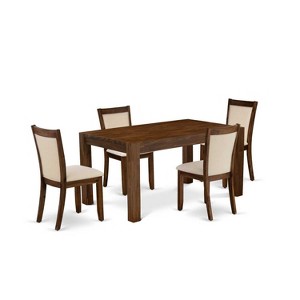 5-Piece Natural Brown Finish Solid Wood Top-Upholstered Dining Room Set with High Back-Seats 4 - 1 of 4