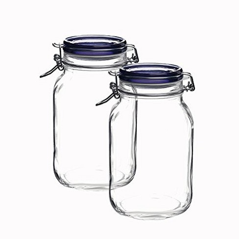 Mason Craft & More Airtight Kitchen Food Storage Clear Glass Clamp Jars, 2  Pack of 67