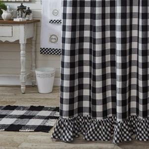 Park Designs Buffalo Check Ruffled Black and White Shower Curtain 72" x 72" - 1 of 4