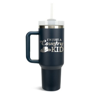 100 North I'm Just A Country Kid Cowboy Hat Wrap-Around 40 Oz. Stainless Steel Water Bottle Coffee Mug, Spill & Leak Resistant, Travel Tumbler with - 1 of 4
