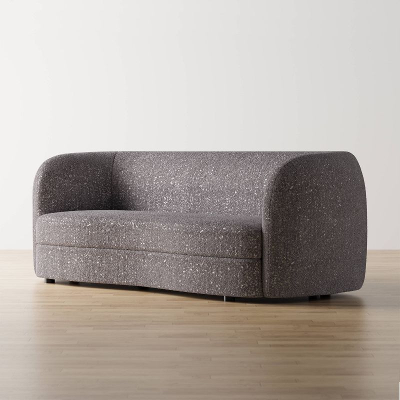HOMES: Inside + Out 85&#34; Pinehush Boho Curved Boucle Fabric Sofa with Pocket Coil Cushions, 3 of 12